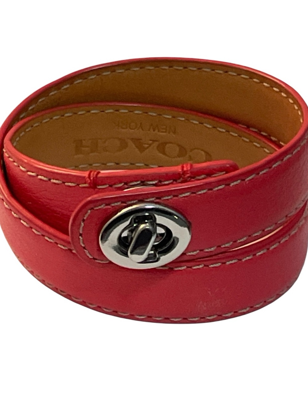 COACH Bracelet Wrap Turn Lock Pink Leather